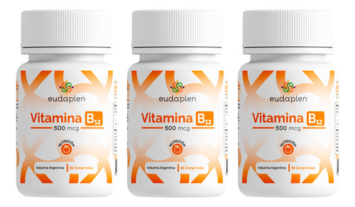 Eudaplen Kit X3 Vitamina B12 500mcg Suplemento 90c 3c