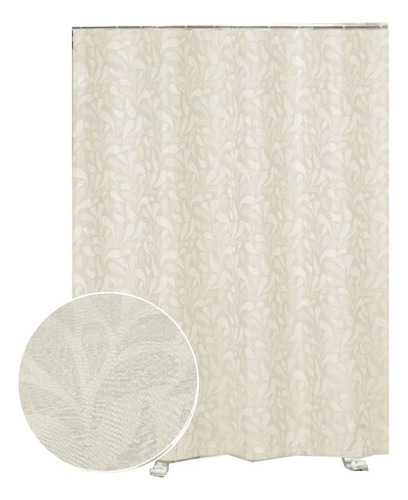 Cortinas De Baño Tela Jacquard Waterproof Premium Con Diseño Color Beige