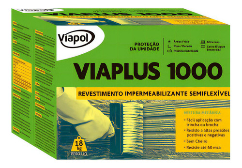 Argamassa Viaplus 1000 Impermeabiliza - Viapol 18kg Cor Cinza