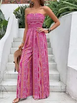 Comprar Braga Larga Fucsia Estampada Jumpsuit Enterizo