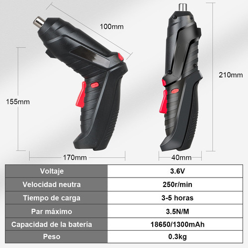 Destornillador Eléctrico Taladro Inalámbrico 47 Pzasmultiuso