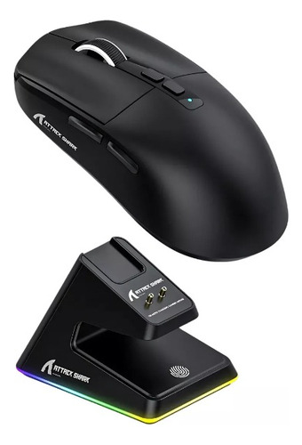 Mouse Gamer X6 Attack Shark Tri Mode 26000dpi Paw3395 + Dock Cor Preto