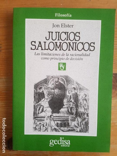 Juicios Salomonicos (usado+++), De Jon Elster. Editorial Gedisa En Español