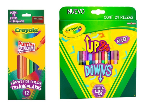 60 Lápices Crayola 24 Up & Downs + 12 Triangulares Unipunta