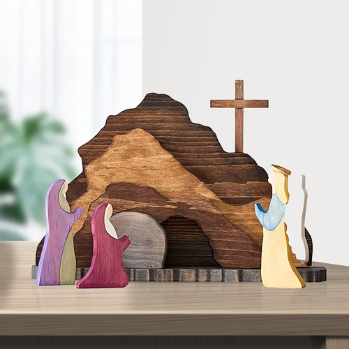 Decoración De Madera Con Escena De Resurrección Cristiana