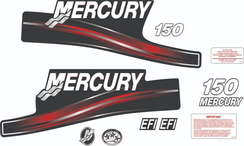 Mercury Efi 150 Hp Motor De Popa Decalques Adesivo 