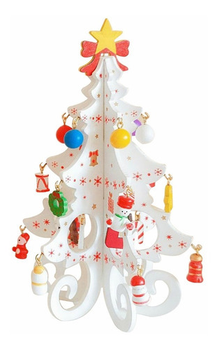 Árboles De Navidad De Madera, Decoración Navideña Para Niños Color Blanco
