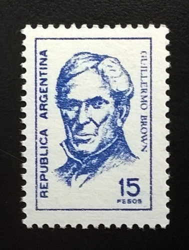 Argentina, Sello Gj 1749 Brown 15p Azul 1977 Mint L11531