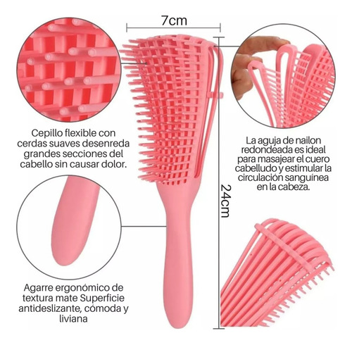Cepillo Para Cabello Masajeador Desenredar Rizado Mujeres