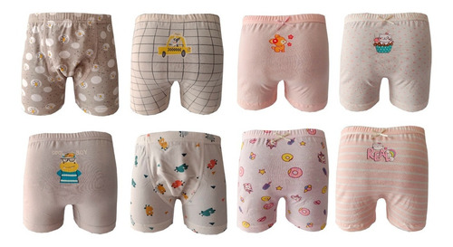 Bóxer Infantil Niño / Niña Algodón Moda Confort Set 4 Piezas