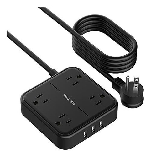 Tomacorrientes Tessan Ts-102 Montable Puertos Usb -negro