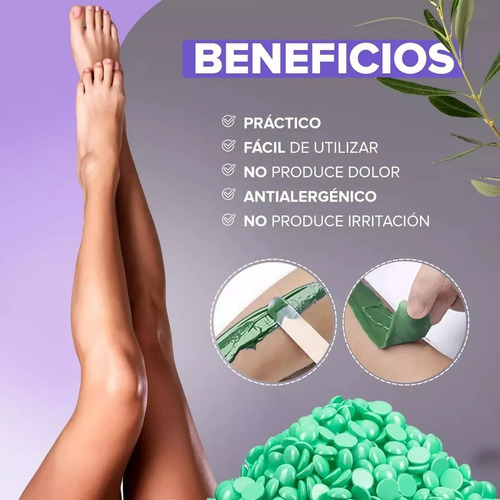 4 Cera Española Perla Rosa Lavanda Aloe Depilación Sin Tiras