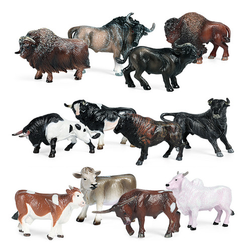 12 Piezas De Juguetes Para Animales Simulation Bull Kit