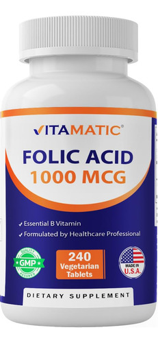 Vitamatic Ácido Fólico 1000 Mcg 240 Tabletas