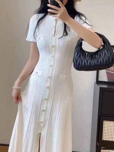 Vestido Largo Francés De Fibra De Viscosa De Color Liso, Cor