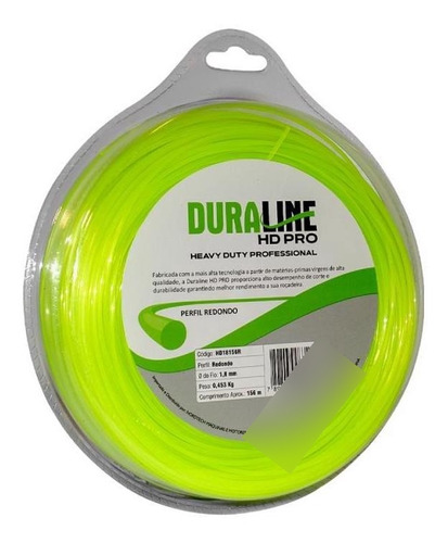 Fio De Nylon Para Roçadeira 1,8mm Redondo 156m Duraline