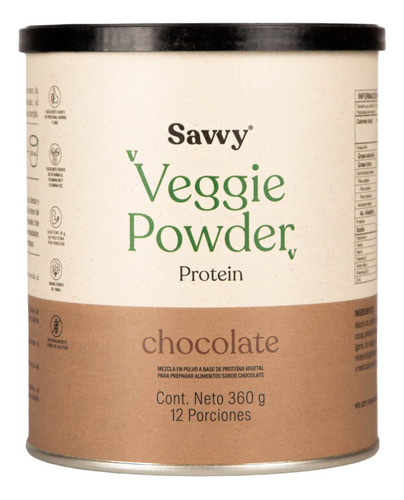 Proteina Savvy Veggie Power Chocolate X 360g