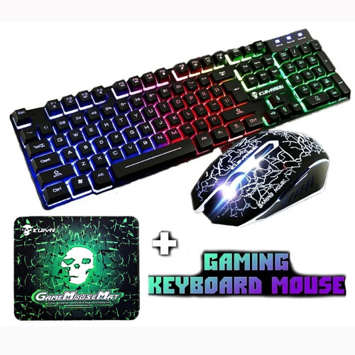 T6 Teclado Y Ratón Kit Gamer Barato Alámbrico Luz Led 3