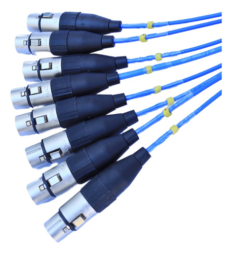 Fio Xlr / P10 Do 8 Xlr (fêmea ) Fêmeas Em 8 P10 Mono Machos Santo Angelo 8 Vias Preto Do 2m