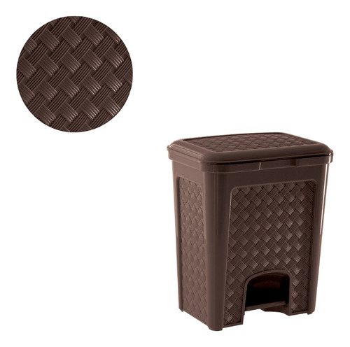 Imagen 4 de 10 de Tarro De Residuos Rattan Con Pedal 13 Lts Chocolate