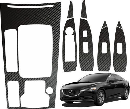 Kit Stickers Puertas Panel Central Mazda 6 2019 2020 2021 22 Color Dibra De Carbono