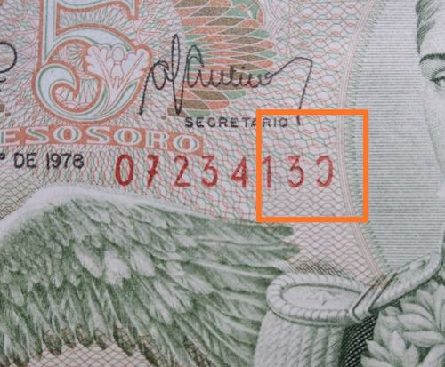 Billete De 5 Pesos Con Error Último Número De La Serie 4139