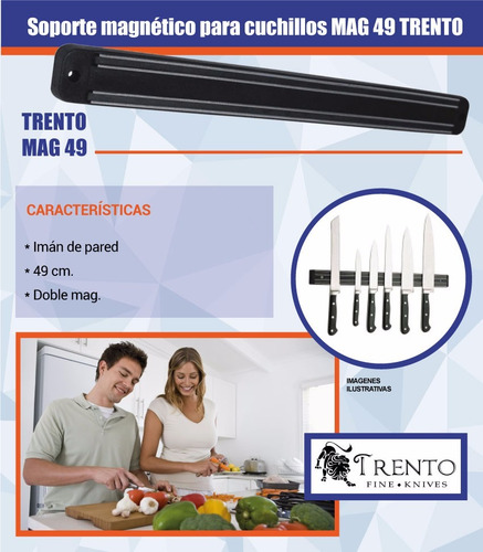 Imagen 3 de 6 de Barra Imantada Magnética Iman Para Cuchillos 49cm Trento