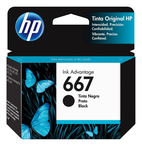 Cartucho Tinta Original Hp 667 Preto Deskjet 6476 2376 2776 