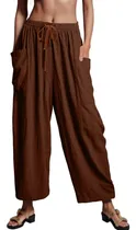 Comprar Pantalon Palazzo Cintura Alta Para Mujer Largo Pierna Ancha