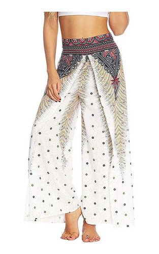 Pantalones Bohemios Hippie Divididos Para Mujer Con Pierna