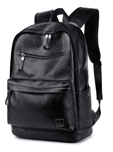 Mochila De Cuero Negro Para Computadora Porttil Para Hombres