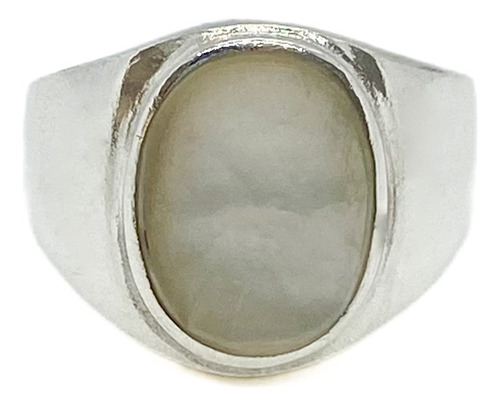 Anillo Plata 925 Ovalado Con Nácar T:17 