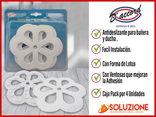 Imagen 6 de 10 de Aplique Antideslizante Bañera Con Ventosas X 4 Unidades
