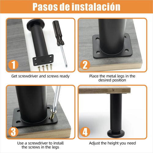 4pc Patas Ajustables De Metal Para Muebles De 7-11.8pulgadas