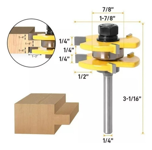 Fresa Router 1/4 Broca Ensamble Machimbrado Zanco Kit 2pzs