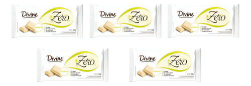 Kit C/05 Barra Chocolate Divine Branco Zero 100g Sem Lactose