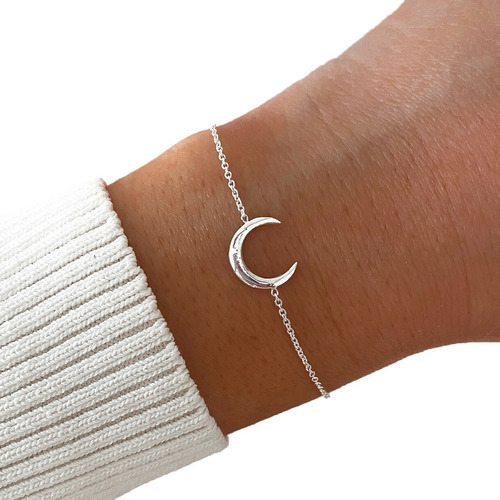 Pulsera Luna Invertida Lisa 16-20cm Plata 925  