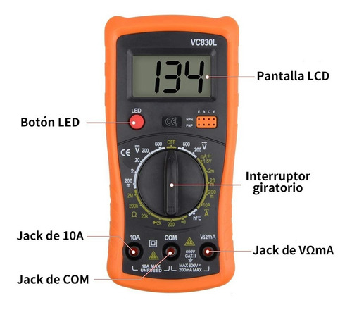 Imagen 2 de 9 de Multimetro Profesional Digital Vc830l