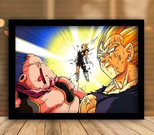 Quadro decorativo emoldurado Desenho Majin Boo Dragon Ball Arte