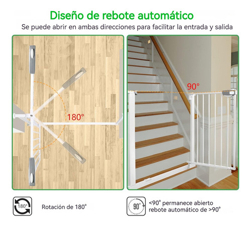 Puerta Seguridad Bebes Expandible Rejas Puertas +7+10+20 Color Blanco