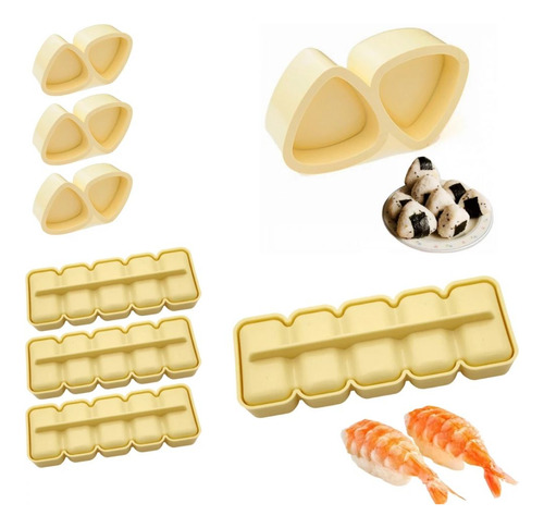 Kit 4 Formas Para Sushi + 4 Formas Oniguiri Bolinho De Arroz