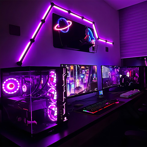 Luz De Ambiente E-sports Wifi Bluetooth Conectable Color De La Estructura Negro