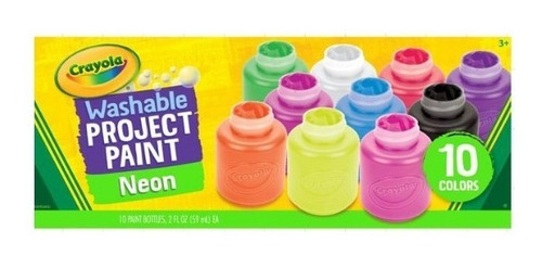 Crayola: Caja X 10 Pintura Lavables Colores Neón Tienda Ofic