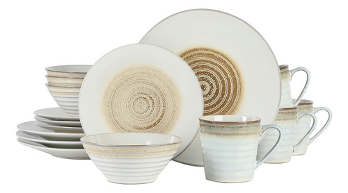 Vajilla Gibson Spiral De 16 Piezas Para 4 Personas Relieve Color Blanco
