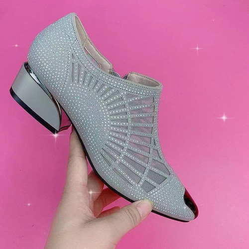 Zapatos Transpirables Con Tacón Grueso Y Punta Puntiaguda Pa