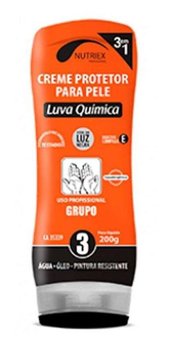 Luva Química Para Pele Creme Protetor Grupo 3 - 200g Nutriex