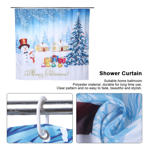 Cortina De Ducha Impermeable Con Estampado Navideño De 200 X