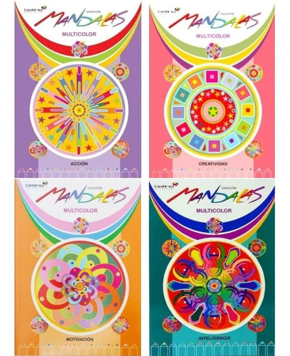 Lote X 4 Libros - Mandalas Multicolor Para Pintar