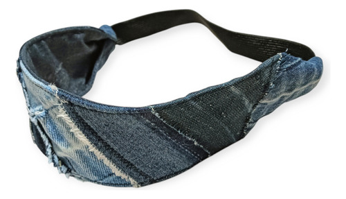 Vincha De Diseño Para El Pelo Tela Lgbt Upcycling Patchwork Jeans Azul