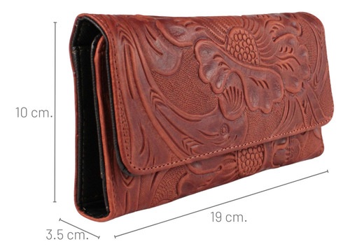 Cartera Mujer Piel Larga Tarjetero Grabado Láser Chedron